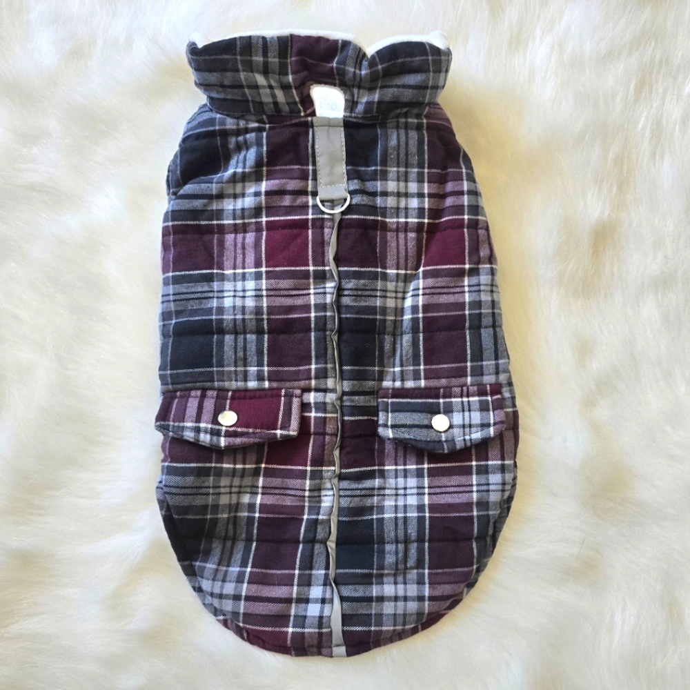 Barkley & Finn Reflective Plaid Dog Coat Medium